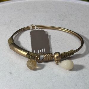 J Jill Distressed Antique Gold With Stone Glass Bead Bracelet 2.25”